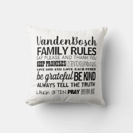 Almofada Regras da Família de Nomes Familiares e Data Estab