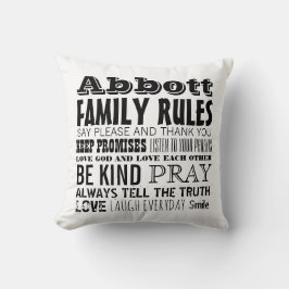 Almofada Regras da Família de Nomes Familiares e Data Estab