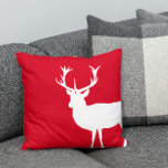 Almofada Reindeador de Natal com Barras Vermelhas e Brancas<br><div class="desc">Veado de Natal Elegante,  vermelho e branco,  ou Reindeer em Silhouette. Design simples e realista. A cor de fundo pode ser personalizada.</div>