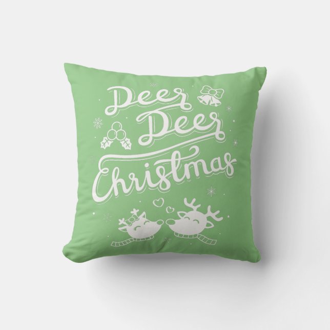 Almofada Reindee Deer Christmas Typografia Travesseiro deco (Frente)