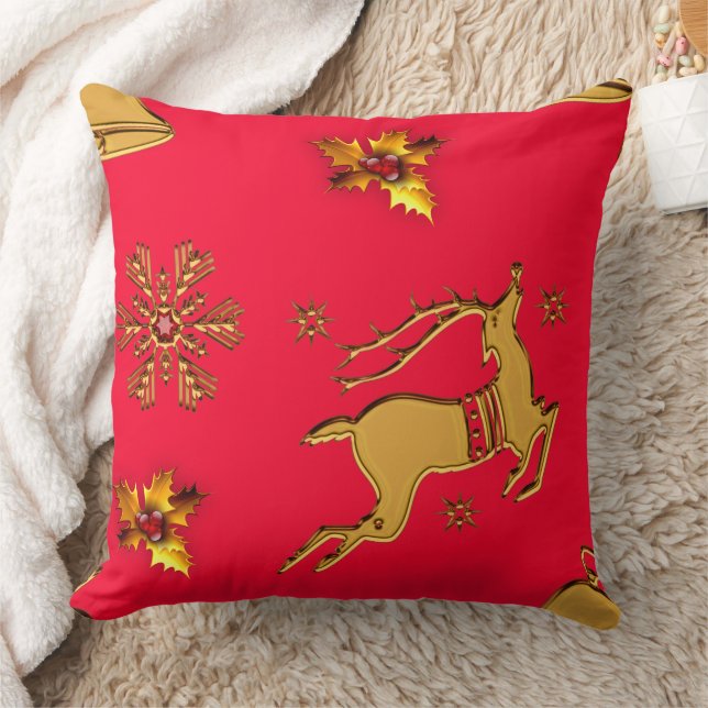 Almofada Reindeer de Natal Dourado (Cobertor)
