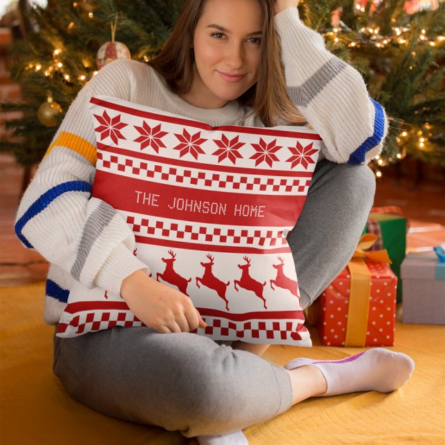 Almofada Reindeer Impressão nórdico Personalizado (Criador carregado)