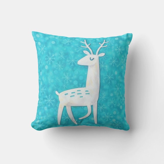Almofada Reindeer Modern and Retro Art Throw Pillow (Frente)