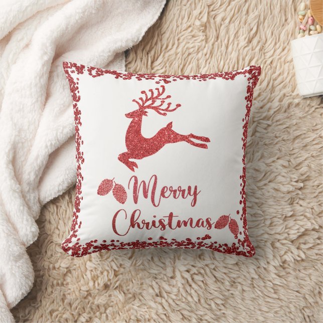 Almofada Reindeer Red Glitter - Feliz Natal (Cobertor)