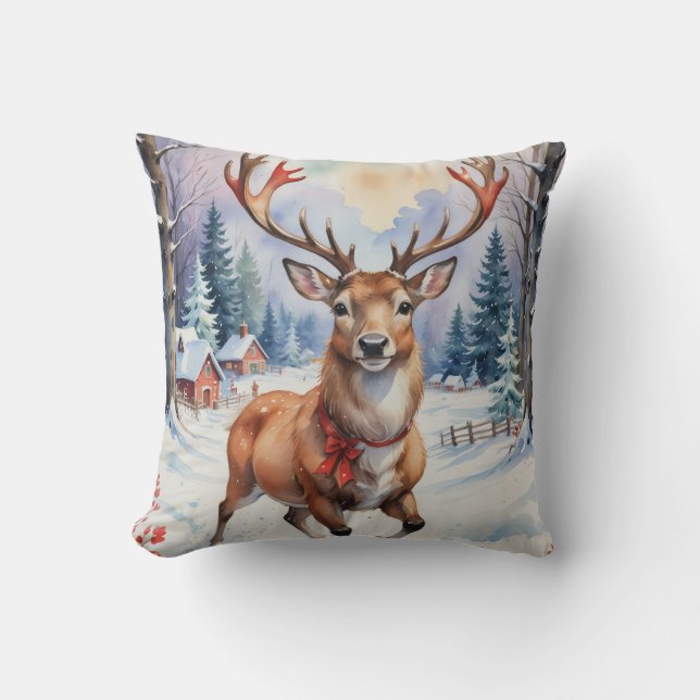 Almofada Reindeer Wonderland: Feriado Feliz (Frente)