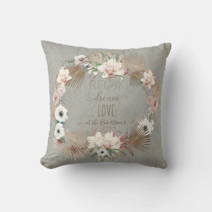 Almofada Relaxe Dream Love Cinza Floral Seaside Beach Palm