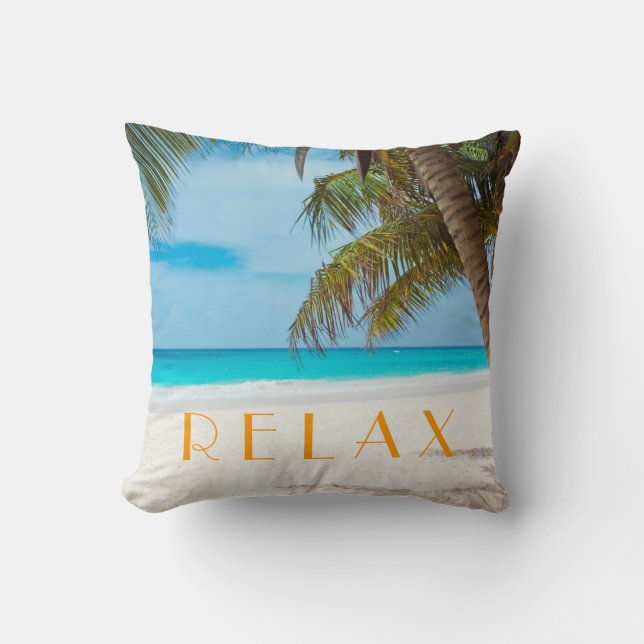Almofada Relaxe o travesseiro tropical da praia (Frente)
