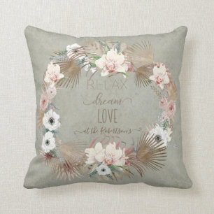 Almofada Relaxe Sonho Amor Floral Seaside Beach Palm Sage