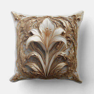 Almofada Relevo Floral Dourado Intrincado