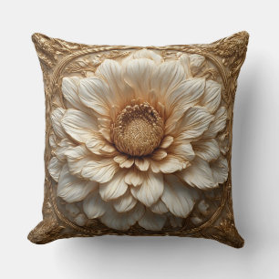 Almofada Relevo Floral Dourado Intrincado