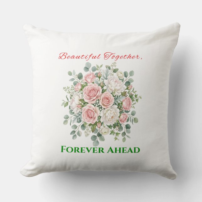 Almofada Relógio de Noiva com Flores Elegantes (Frente)