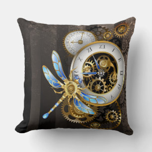 Almofada Relógio Steampunk com Dragonfly Mecânica