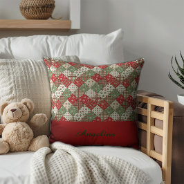 Almofada remendo de natal nome Verde Vermelho