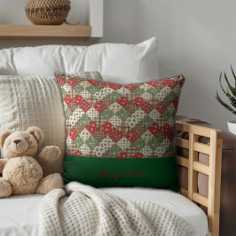 Almofada remendo de natal nome Verde Vermelho