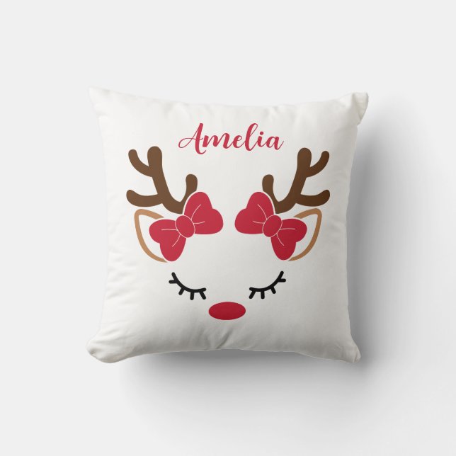 Almofada Rena bonita com nome de Natal  (Frente)