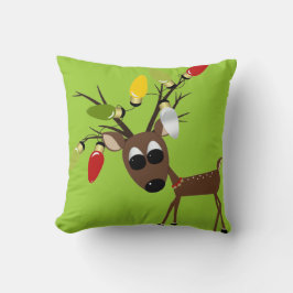 Almofada Rena com luzes da árvore de Natal