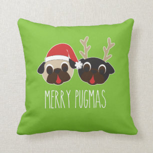 Almofada Rena do travesseiro do Natal de Pugmas & Pug