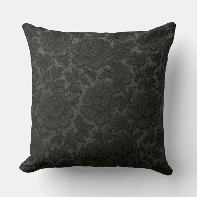Almofada Renda floral detalhada em preto desing (Frente)