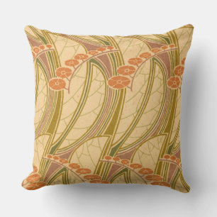 Almofada Rene Beauclair's Art Nouveau Curvy Floral Pattern