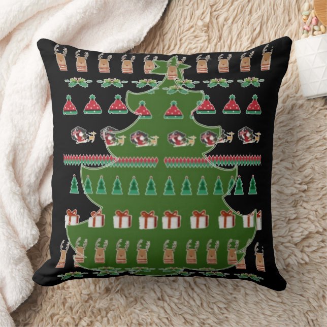 Almofada Renques de Natal Vermelho Verde Árvores de Natal (Cobertor)