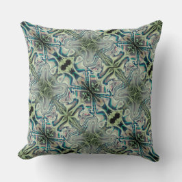 Almofada Repetição do ciano verde-acinzentado e verde-esver