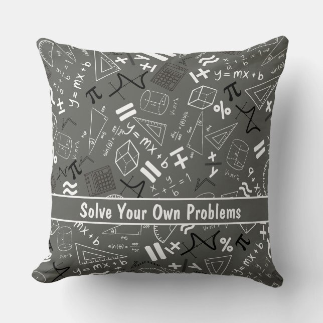 Almofada resolva seus próprios problemas matemática, cinzas (Frente)