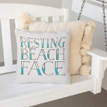 Almofada Resting Beach Face Outdoor<br><div class="desc">Adicione uma dose de snark à sua decoração da casa de praia com nosso travesseiro decorativo de citação super fofo! O travesseiro externo apresenta "Resting Beach Face" em preto e aqua, tipografia de estilo manuscrito em um fundo branco. Faz uma adição perfeita à sua casa de praia ou piscina neste...</div>