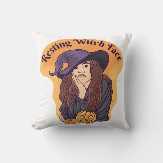Almofada Resting Witch Face Fantasma Halloween Groovy (Frente)