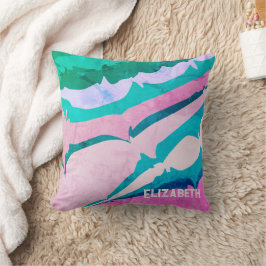 Almofada Resumo Moderno Personalizado Rosa Verde Pastel