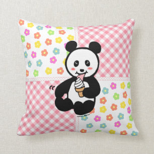 Almofada Retalhos dos desenhos animados do sorvete da panda