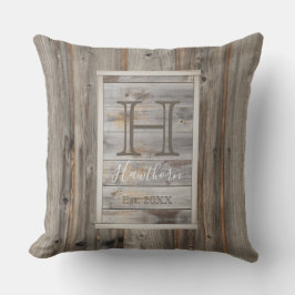 Almofada Retângulo de Monograma de Tom de Madeira Cinza Rús