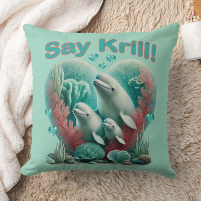Almofada Retrato Adorável da Família de Baleias "Diga Krill (Cobertor)