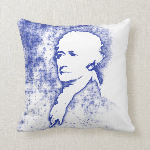 Almofada Retrato Alexander Hamilton do pop art no azul