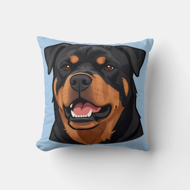 Almofada Retrato da Cabeça de Rottweiler (Frente)