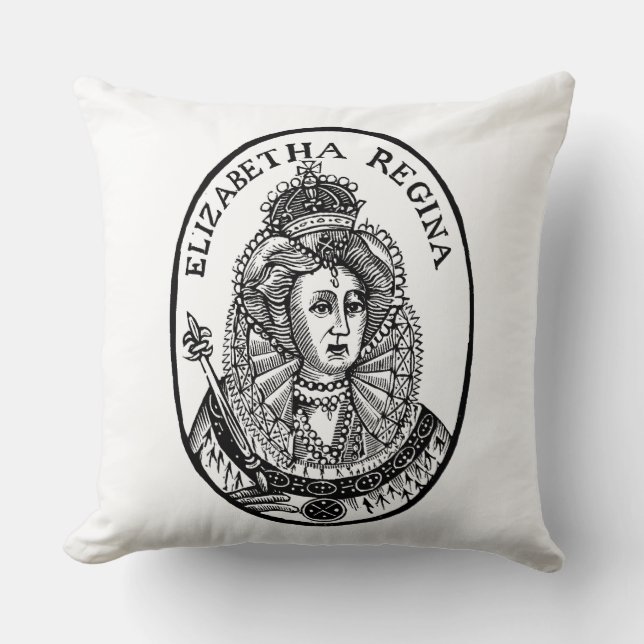 Almofada Retrato da Rainha Elizabeth I Woodcut (Frente)