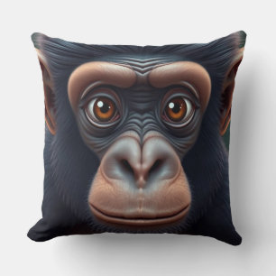 Almofada Retrato de anime chimpanzé doido e engraçado