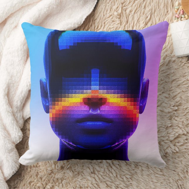 Almofada Retrato de Arte Futurística em Pixel - Abstrato di (Cobertor)
