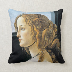 Almofada Retrato de Botticelli de um travesseiro decorativo
