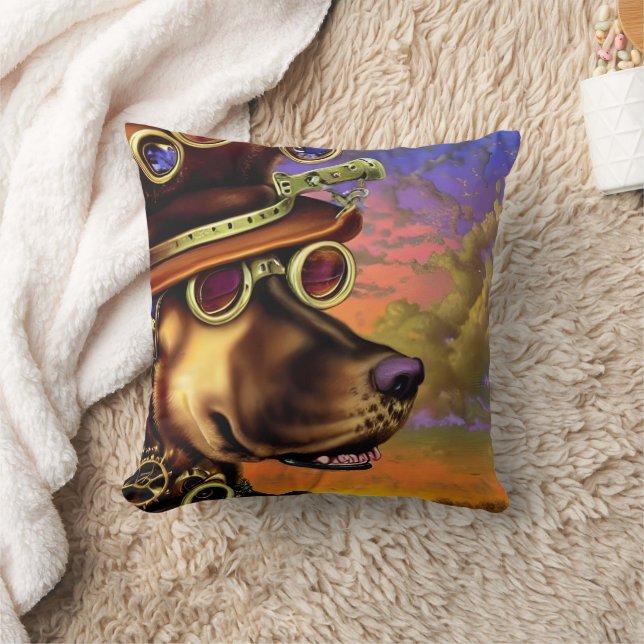 Almofada Retrato de Cachorro Steampunk  (Cobertor)