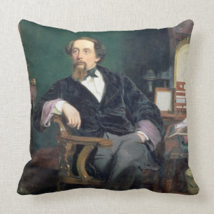 Almofada Retrato de Charles Dickens (óleo em canvas)