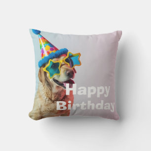 Almofada retrato de festa de cachorro engraçado aniversário