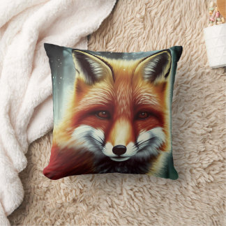 Almofada Retrato de Fox Vermelha Fluffy