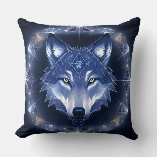 Almofada Retrato de Lobo com Olhos Dourados Intensos