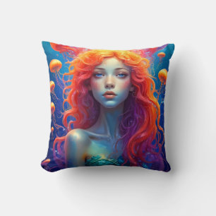 Almofada Retrato de menina com cabelo laranja