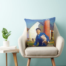 Almofada Retrato de um Agricultor NC Wyeth 1943 Arte Americ