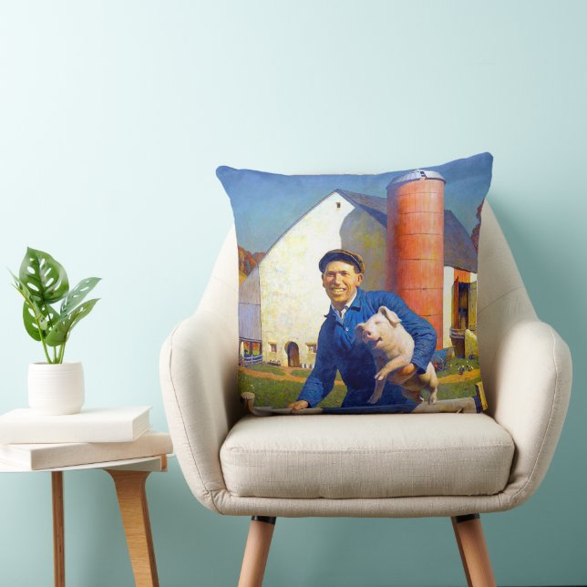 Almofada Retrato de um Agricultor NC Wyeth 1943 Arte Americ (Cadeira)