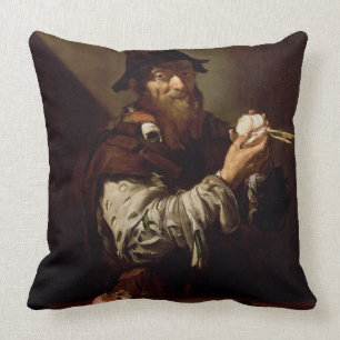 Almofada Retrato de um ancião com uma cebola (óleo no can