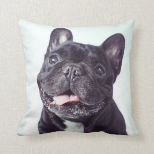 Almofada Retrato de um Bulldog Francês Feliz