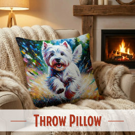 Almofada Retrato de um cão West Highland White Terrier "Wes