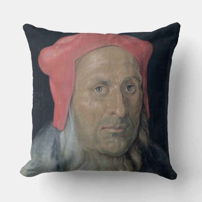 Almofada Retrato de um homem farpado em Red Hat, 1520 (óleo (Frente)